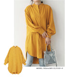 ロングシャツ レディース 長袖 通販 トップス シャツ チュニック かわいい おしゃれ ゆったり 上品 体型カバー 前開き ロング丈 オフィスカジュアル きれいめ シンプル カジュアル 無地