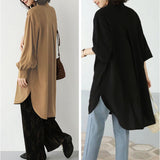 ロングシャツ レディース 長袖 通販 トップス シャツ チュニック かわいい おしゃれ ゆったり 上品 体型カバー 前開き ロング丈 オフィスカジュアル きれいめ シンプル カジュアル 無地