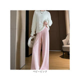 ニットパンツ レディース 通販 ワイドパンツ モップパンツ モップ ズボン 夏パンツ 長ズボン ロング丈 ロング ワイド パンツ ハイウエスト ウエストゴム ゆったり ボトムス カジュアル