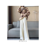 ニットパンツ レディース 通販 ワイドパンツ モップパンツ モップ ズボン 夏パンツ 長ズボン ロング丈 ロング ワイド パンツ ハイウエスト ウエストゴム ゆったり ボトムス カジュアル