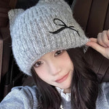 猫耳ニット帽 レディース 通販 ニット帽子 ねこみみ帽子 ネコ耳ハット 防寒 秋冬 あったか ニットキャップ リブ編み ビーニー かわいい おしゃれ 耳まで暖かい 伸縮性 ストレッチ