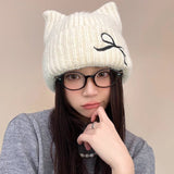 猫耳ニット帽 レディース 通販 ニット帽子 ねこみみ帽子 ネコ耳ハット 防寒 秋冬 あったか ニットキャップ リブ編み ビーニー かわいい おしゃれ 耳まで暖かい 伸縮性 ストレッチ