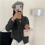 カーディガン レディース 通販 チュールフリル ニットカーディガン ニット セーター 羽織り 丸首 トップス 長袖 秋冬 春 秋 冬 クルーネック 通勤 無地 オフィス きれいめ 大人 可愛い