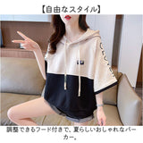 パーカー 半袖 レディース 通販 Tシャツ フード付き カットソー 夏 トップス スウェット トレーナー プルオーバー フードパーカー 半袖パーカー おしゃれ かわいい ゆったり