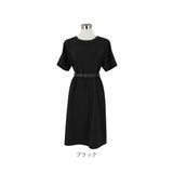 ワンピース レディース 半袖 通販 ワンピ 膝丈ワンピース おしゃれ かわいい 薄手 夏 春 きれいめ クルーネック Aライン 上品 大人 シンプル フォーマル セレモニー 通勤 ビジネス 入学式