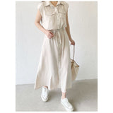 ワンピース 夏 レディース 通販 シャツワンピース ロングワンピース ノースリーブ ワンピ マキシ マキシワンピース シャツ ブラウス ウエストリボン お出かけ リゾート 通勤 通学 Aライン