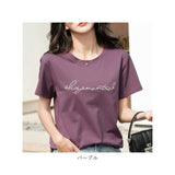 Tシャツ レディース 半袖 通販 カットソー 丸首 部屋着 普段着 クルーネック ラウンドネック 刺繍 コットン 綿 カジュアル 薄手 シンプル 着まわし 夏 トップス