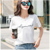 Tシャツ レディース 半袖 通販 カットソー 丸首 部屋着 普段着 クルーネック ラウンドネック 刺繍 コットン 綿 カジュアル 薄手 シンプル 着まわし 夏 トップス