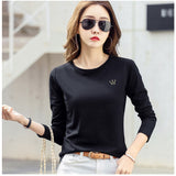 Tシャツ レディース 長袖 通販 カットソー 丸首 部屋着 普段着 クルーネック ラウンドネック 刺繍 コットン 綿 カジュアル 薄手 シンプル 着まわし 夏 トップス