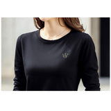 Tシャツ レディース 長袖 通販 カットソー 丸首 部屋着 普段着 クルーネック ラウンドネック 刺繍 コットン 綿 カジュアル 薄手 シンプル 着まわし 夏 トップス