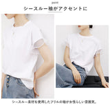 Tシャツ レディース 半袖 通販 クルーネック メッシュ フリル レース 綿 コットン カジュアル シンプル 柔らかい 春 夏 秋 トップス おしゃれ かわいい