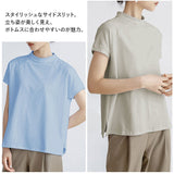 Tシャツ レディース 半袖 通販 クルーネック サイドスリット ヘムライン 綿 コットン カジュアル シンプル ゆったり 柔らかい 春 夏 秋 トップス おしゃれ かわいい
