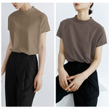 Tシャツ レディース 半袖 通販 クルーネック サイドスリット ヘムライン 綿 コットン カジュアル シンプル ゆったり 柔らかい 春 夏 秋 トップス おしゃれ かわいい