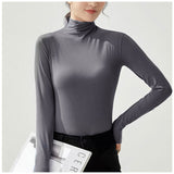 シャツ レディース タートルネック 長袖 通販 Tシャツ ブラウス カットソー tシャツ ハイネック 伸縮性 無地 薄手 ニット 上品 シンプル フォーマル オフィス ゆったり きれいめ 通勤