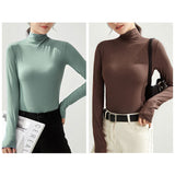 シャツ レディース タートルネック 長袖 通販 Tシャツ ブラウス カットソー tシャツ ハイネック 伸縮性 無地 薄手 ニット 上品 シンプル フォーマル オフィス ゆったり きれいめ 通勤