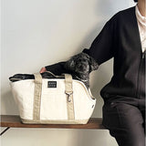 ペット キャリー バッグ 通販 犬用キャリーバッグ 猫用キャリーバッグ キャンバストート ペットトートバッグ PUFF ショルダーキャリー 電車 新幹線移動 車用固定 おしゃれ 通気性 自立型
