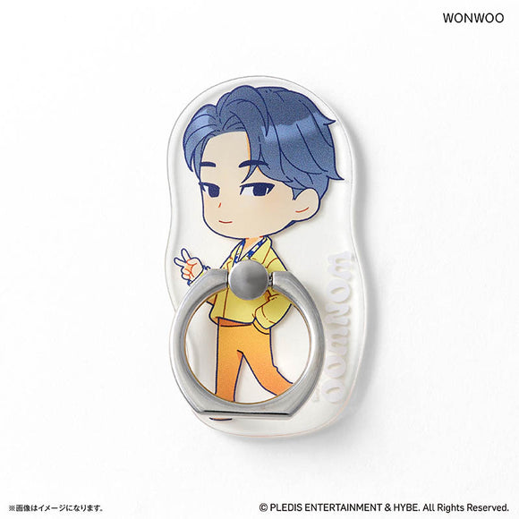 SEVENTEEN グッズ 通販 PetiTEEN スマホリング WONWOO ウォヌ セブチ プチティーン ホールドリング スマホスタンド スマホ リング スタンド 片手操作 動画視聴 推し活グッズ かわいい