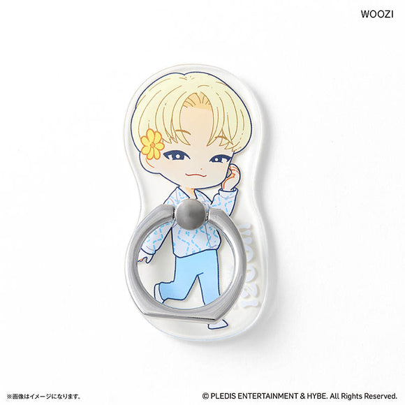 SEVENTEEN グッズ 通販 PetiTEEN スマホリング WOOZI ウジ セブチ プチティーン ホールドリング スマホスタンド スマホ リング スタンド 片手操作 動画視聴 推し活グッズ かわいい