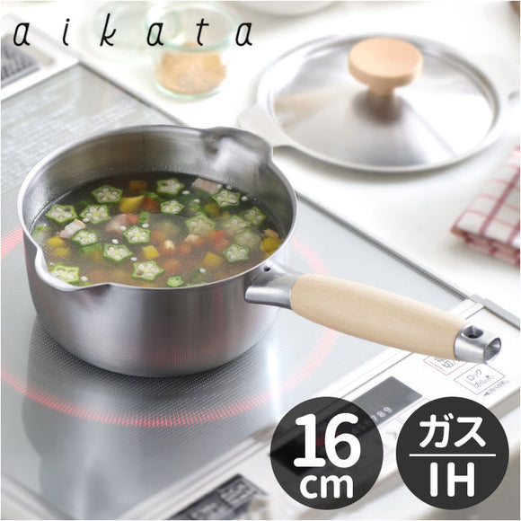 ミルクパン ih対応 通販 日本製 ステンレス ガス火対応 両口鍋 16cm 片手鍋 調理器具 おしゃれ オシャレシンプル ステンレスミルクパン 片手 調理ツール キッチン かわいい ゆでる 茹でる