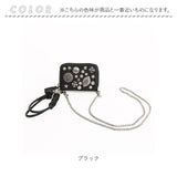 ペルケ ウォレットショルダー perche 80-06-00102 通販 お財布 財布 マルチスタッズ スマホ ストラップホルダー シート 小銭入れ ミニ サイフ 合皮 レディース ハンドストラップ