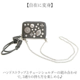 ペルケ ウォレットショルダー perche 80-06-00102 通販 お財布 財布 マルチスタッズ スマホ ストラップホルダー シート 小銭入れ ミニ サイフ 合皮 レディース ハンドストラップ