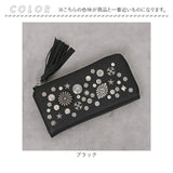 ペルケ 長財布 perche 通販 レディース財布 かわいい おしゃれ スタッズウォレット ロングウォレット L字ファスナー 大容量 カード入れ 本革財布 長サイフ 本革 レザー レザーウォレット