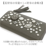 ペルケ 長財布 perche 通販 レディース財布 かわいい おしゃれ スタッズウォレット ロングウォレット L字ファスナー 大容量 カード入れ 本革財布 長サイフ 本革 レザー レザーウォレット