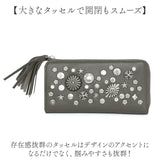 ペルケ 長財布 perche 通販 レディース財布 かわいい おしゃれ スタッズウォレット ロングウォレット L字ファスナー 大容量 カード入れ 本革財布 長サイフ 本革 レザー レザーウォレット