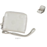 perche ペルケ 財布 80-06-00120 通販 ドット型押しパームフィットストラップウォレット 二つ折り財布 二折 小銭入れ有 本革 ミニ財布 折財布 レディース 折り財布 ラウンドファスナー