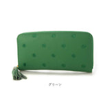 perche ペルケ 財布 08-06-02970 通販 牛革ドット刺繍ラウンド長財布 長財布 長サイフ ながさいふ 本革 ロングウォレット レディース ラウンドファスナー おしゃれ レザー 大人 オシャレ