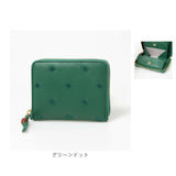 perche ペルケ 財布 08-06-03900 通販 ドット刺繍ラウンドパームフィットウォレット 二つ折り財布 二折 小銭入れ有 本革 ミニ財布 折財布 レディース 折り財布 ラウンドファスナー