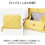 perche ペルケ 財布 08-06-03900 通販 ドット刺繍ラウンドパームフィットウォレット 二つ折り財布 二折 小銭入れ有 本革 ミニ財布 折財布 レディース 折り財布 ラウンドファスナー