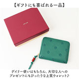 perche ペルケ 財布 08-06-03900 通販 ドット刺繍ラウンドパームフィットウォレット 二つ折り財布 二折 小銭入れ有 本革 ミニ財布 折財布 レディース 折り財布 ラウンドファスナー