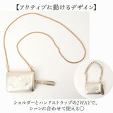 ペルケ ウォレットショルダー perche 08-06-03914 通販 お財布 財布 ドット型押し スマホ ストラップホルダー シート 小銭入れ ミニ財布 サイフ 革 レザー レディース ハンドストラップ