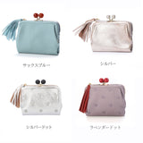 ペルケ perche 財布 通販 二つ折り財布 折り財布 折財布 アクリル玉 2つ折りガマ口 がま口財布 ミニウォレット ミニ財布 サイフ さいふ 革 レザー コンパクト かわいい おしゃれ 大人