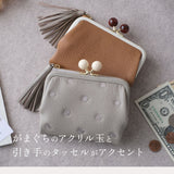 ペルケ perche 財布 通販 二つ折り財布 折り財布 折財布 アクリル玉 2つ折りガマ口 がま口財布 ミニウォレット ミニ財布 サイフ さいふ 革 レザー コンパクト かわいい おしゃれ 大人