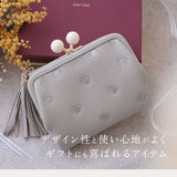 ペルケ perche 財布 通販 二つ折り財布 折り財布 折財布 アクリル玉 2つ折りガマ口 がま口財布 ミニウォレット ミニ財布 サイフ さいふ 革 レザー コンパクト かわいい おしゃれ 大人