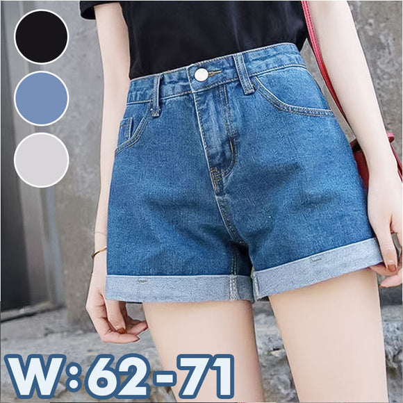 ショートパンツ デニム レディース 通販 短パン ミニ丈 ショート丈 裾 ロールアップ 薄手 カジュアル アメカジ シンプル ストリート 無地 大人 定番 ポケット 春 夏