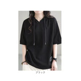 パーカー 半袖 レディース 通販 Tシャツ フード付き カットソー 夏 トップス スウェット トレーナー プルオーバー フードパーカー 半袖パーカー おしゃれ かわいい 綿 コットン ゆったり