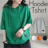 パーカー 半袖 レディース 通販 Tシャツ フード付き カットソー 夏 トップス スウェット トレーナー プルオーバー フードパーカー 半袖パーカー おしゃれ かわいい 綿 コットン ゆったり