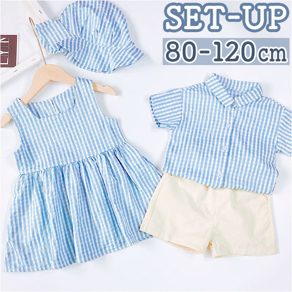 双子 服 通販 子供服 ベビー服 キッズ こども 子ども 双子コーデ 双子セット服 セット チェック柄 夏 コットン 綿 記念撮影 お祝い 記念日 お呼ばれ フォーマル 兄弟 姉妹 お揃い