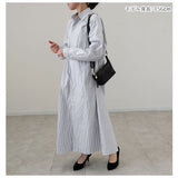 シャツワンピース 長袖 通販 レディース ワンピース ロングワンピース ワンピ マキシ丈 ロング カーディガン ストライプ 綿 マタニティ きれいめ ギフト 30代 40代 50代