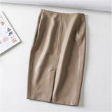 レザー タイトスカート ひざ丈 通販 レザースカート 膝丈 タイト スカート ミニ ボトムス スリット Iライン スリム PUレザー 柔らかい シンプル 無地 上品 きれいめ フォーマル 通勤 通学