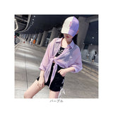 キッズダンス 衣装 女の子 通販 キッズ ダンス衣装 前結び シャツ シースルー ブラウス シアートップス シアーシャツ ショート丈 ドルマンスリーブ ゆったり 7分袖 七分袖 襟付き