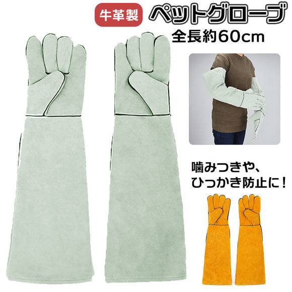 ペット 噛みつき 手袋 通販 ペットグローブ ケガ 保護グローブ ひっかき 防止 噛みつき防止 しつけ 牛革 鳥 オウム 爬虫類用品 安全 いぬ イヌ 犬用品 猫用品 ねこ ネコ ロング