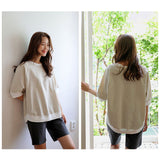 カットソー 七分袖 通販 Tシャツ トップス プルオーバー レディース クルーネック 綿 コットン コットンリネン 切り替え ナチュラル シンプル ラグランスリーブ 通勤 通学 カジュアル 春