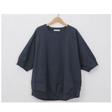 カットソー 七分袖 通販 Tシャツ トップス プルオーバー レディース クルーネック 綿 コットン コットンリネン 切り替え ナチュラル シンプル ラグランスリーブ 通勤 通学 カジュアル 春