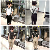 子供服 フォーマル 男の子 通販 上下セット 半袖 シャツ 4点セット 夏 スーツ キッズ ズボン パンツ 蝶ネクタイ サスペンダー 卒園式 卒業式 入学式 結婚式 誕生日 七五三 発表会 春 夏