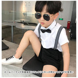 キッズ フォーマル 男の子 夏 通販 スーツ 子供服 4点セット セット 上下セット 半袖 シャツ ショートパンツ 半ズボン 短パン サスペンダー 蝶ネクタイ 子供 子ども 卒園 卒業 入学