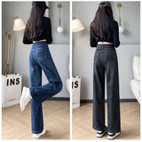 デニムパンツ レディース 通販 ボトムス ワイドパンツ パンツ ジーンズ ジーパン ハイウエスト ストレートパンツ ロングパンツ 長ズボン シンプル ゆったり オールシーズン 裁断